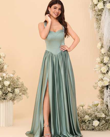 Spaghetti Straps Satin Pleated Bridesmaid Dresses