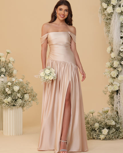 Spaghetti Straps Satin Pleated Bridesmaid Dresses