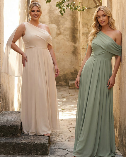 One Shoulder Chiffon Bridesmaid Dresses Maxi Dresses