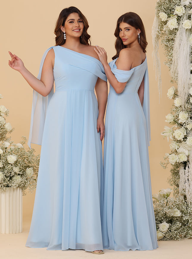 One Shoulder Chiffon Bridesmaid Dresses Maxi Dresses