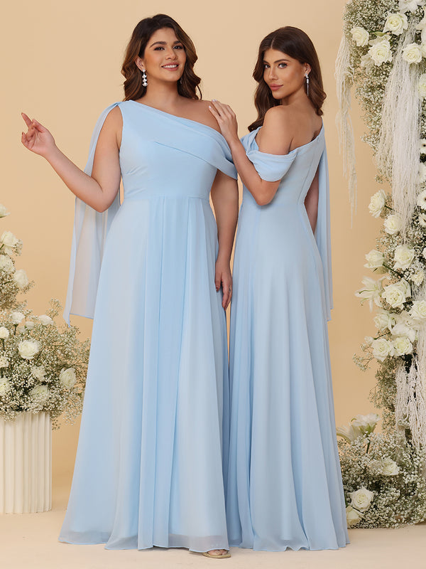 One Shoulder Chiffon Bridesmaid Dresses Maxi Dresses
