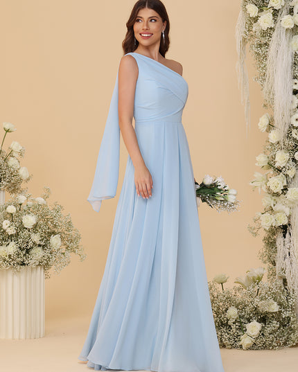 One Shoulder Chiffon Bridesmaid Dresses Maxi Dresses