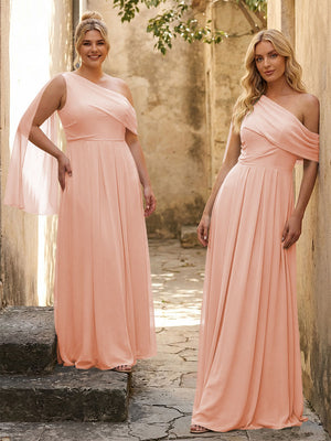 One Shoulder Chiffon Bridesmaid Dresses Maxi Dresses