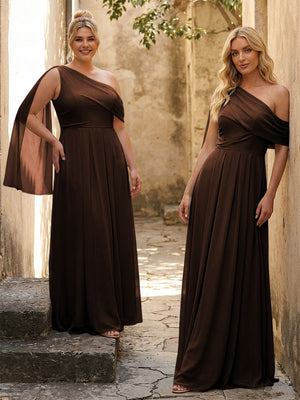 One Shoulder Chiffon Bridesmaid Dresses Maxi Dresses