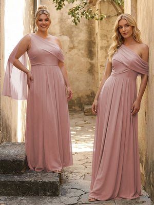 One Shoulder Chiffon Bridesmaid Dresses Maxi Dresses