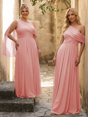 One Shoulder Chiffon Bridesmaid Dresses Maxi Dresses