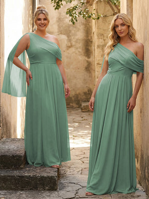 One Shoulder Chiffon Bridesmaid Dresses Maxi Dresses