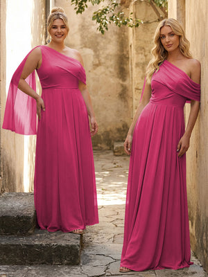 One Shoulder Chiffon Bridesmaid Dresses Maxi Dresses