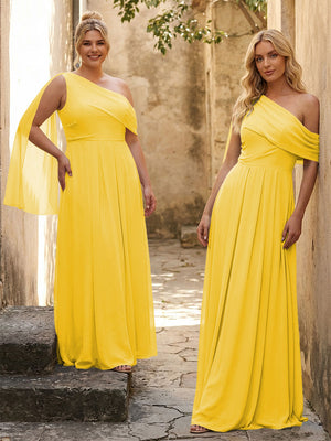 One Shoulder Chiffon Bridesmaid Dresses Maxi Dresses