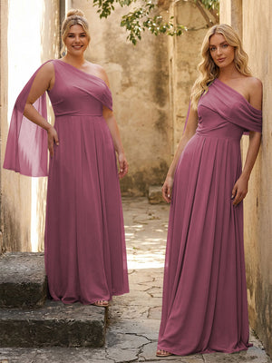 One Shoulder Chiffon Bridesmaid Dresses Maxi Dresses