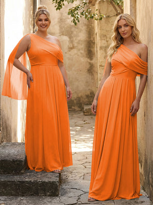 One Shoulder Chiffon Bridesmaid Dresses Maxi Dresses