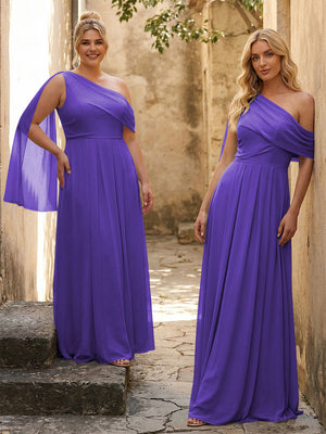 One Shoulder Chiffon Bridesmaid Dresses Maxi Dresses