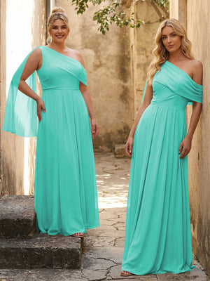 One Shoulder Chiffon Bridesmaid Dresses Maxi Dresses