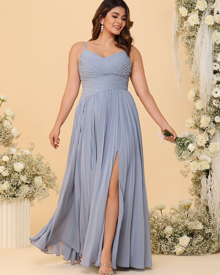 Spaghetti Straps Chiffon Bridesmaid Dresses with Pleats