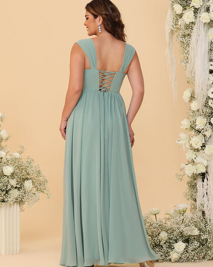Wide Straps Chiffon Bridesmaid Dresses with Pleats