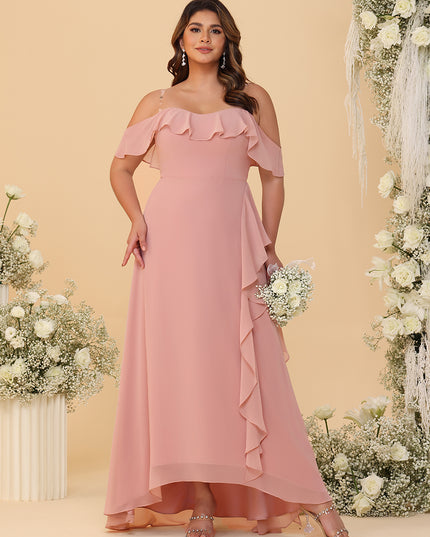 Off Shoulder Chiffon Bridesmaid Dresses with Ruffles