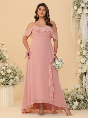 Off Shoulder Chiffon Bridesmaid Dresses with Ruffles