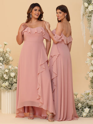 Off Shoulder Chiffon Bridesmaid Dresses with Ruffles