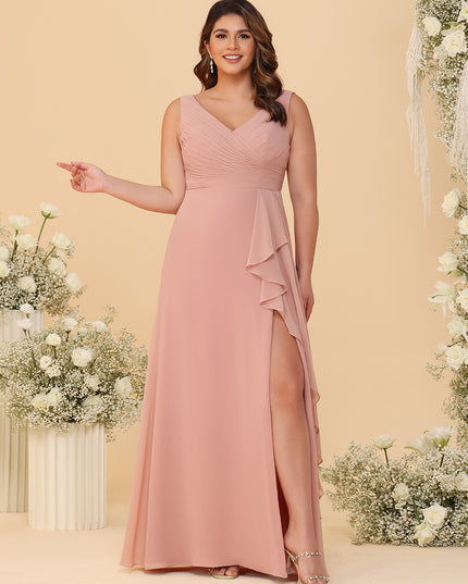 Sleeveless Chiffon Bridesmaid Dresses with Pleats