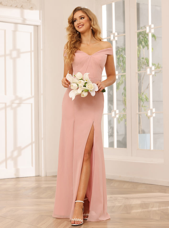 Chiffon V Neck Off the Shoulder Mermaid Bridesmaid Dresses for Wedding Party