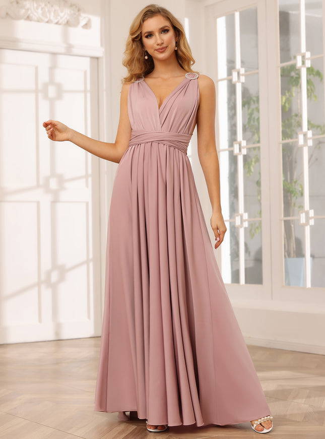 Elegant Chiffon A Line Sleeveless Pleated Multi-Style Bridesmaid Dresses