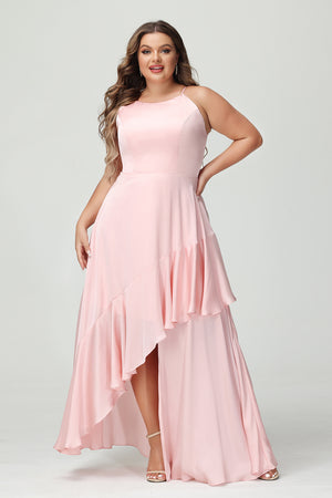 Scoop Neck Chiffon Pleats Corset Pockets Bridesmaid Dresses