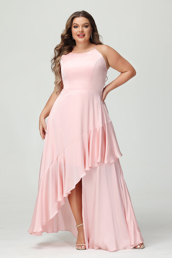 Scoop Neck Chiffon Pleats Corset Pockets Bridesmaid Dresses