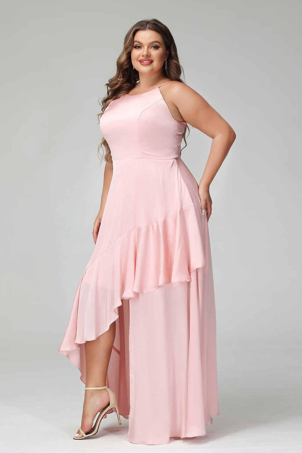Scoop Neck Chiffon Pleats Corset Pockets Bridesmaid Dresses