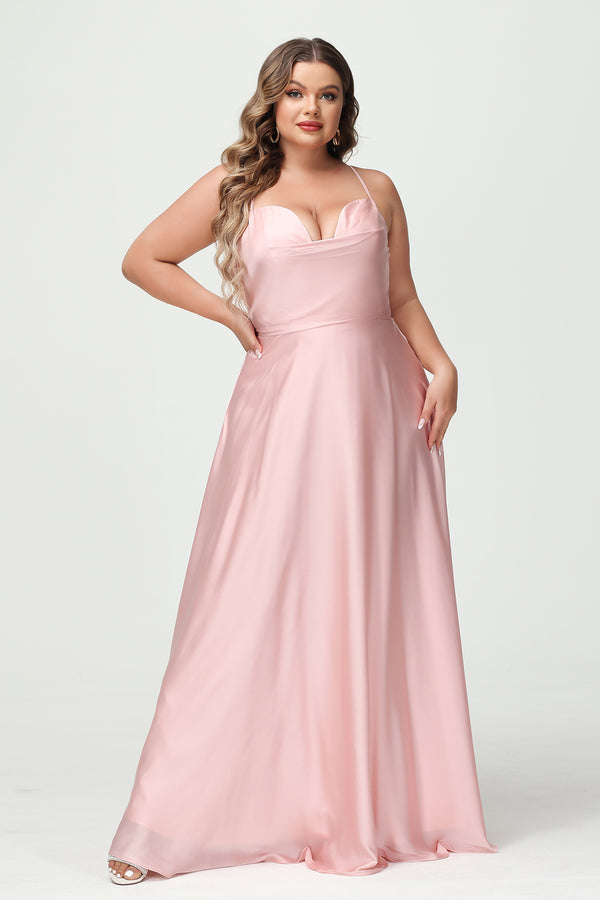 Spaghetti Straps V Neck Satin Corset Bridesmaid Dresses