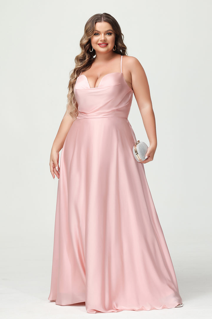 Spaghetti Straps V Neck Satin Corset Bridesmaid Dresses