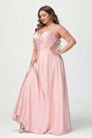 Spaghetti Straps V Neck Satin Corset Bridesmaid Dresses