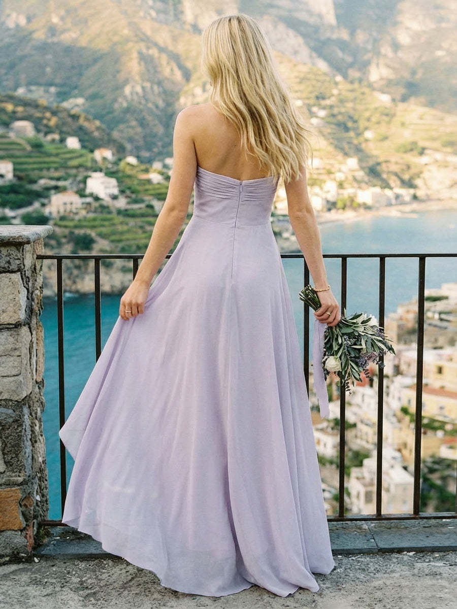 Chiffon A Line Sweetheart Floor Length Bridesmaid Dresses