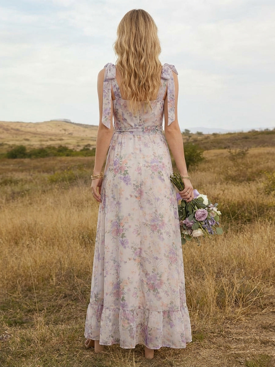 Chiffon A Line Scoop Neck Floor Length Bridesmaid Dresses