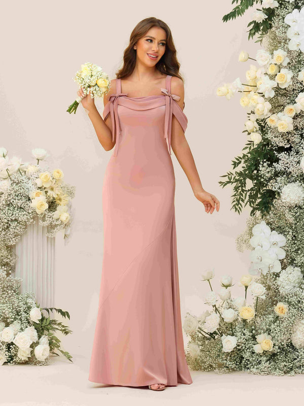 Spaghetti Straps Square Neck Chiffon Pleated Bridesmaid Dresses