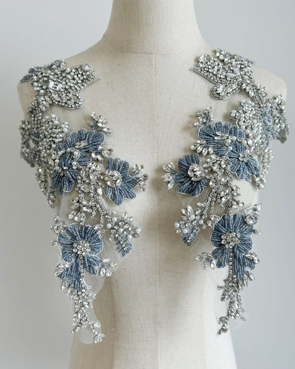 Satin Boat Neck Evening Dresses with Crystal Floral Appliques