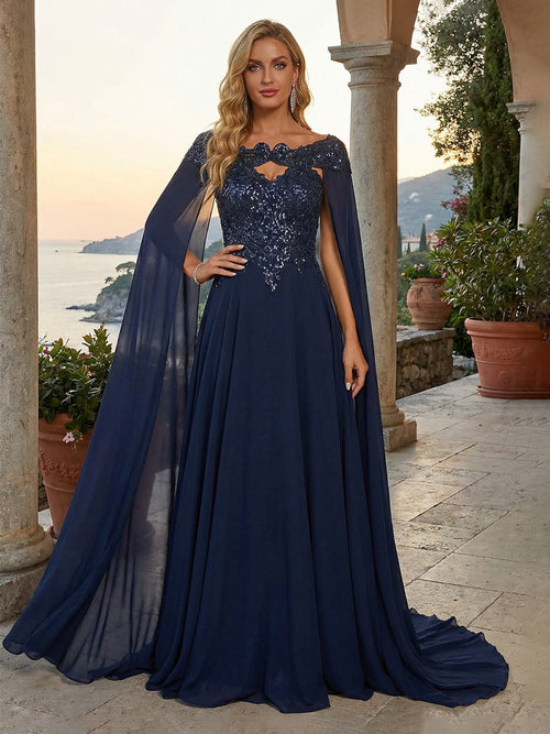 Chiffon Sweetheart Cut Out Lace Appliques Ruffles Evening Dresses