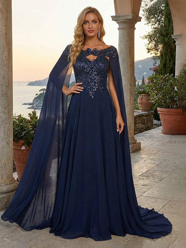 Chiffon Sweetheart Cut Out Lace Appliques Ruffles Evening Dresses