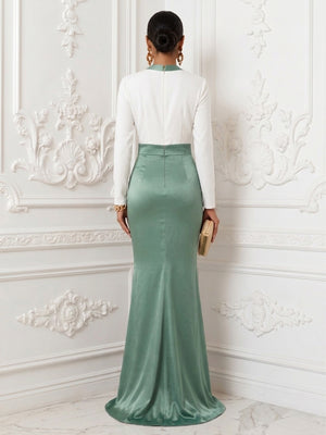 Satin Mermaid V Neck Simple Corset Evening Dresses