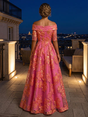 Jacquard A Line Cowl Neck Bow Ruched Evening Dresses