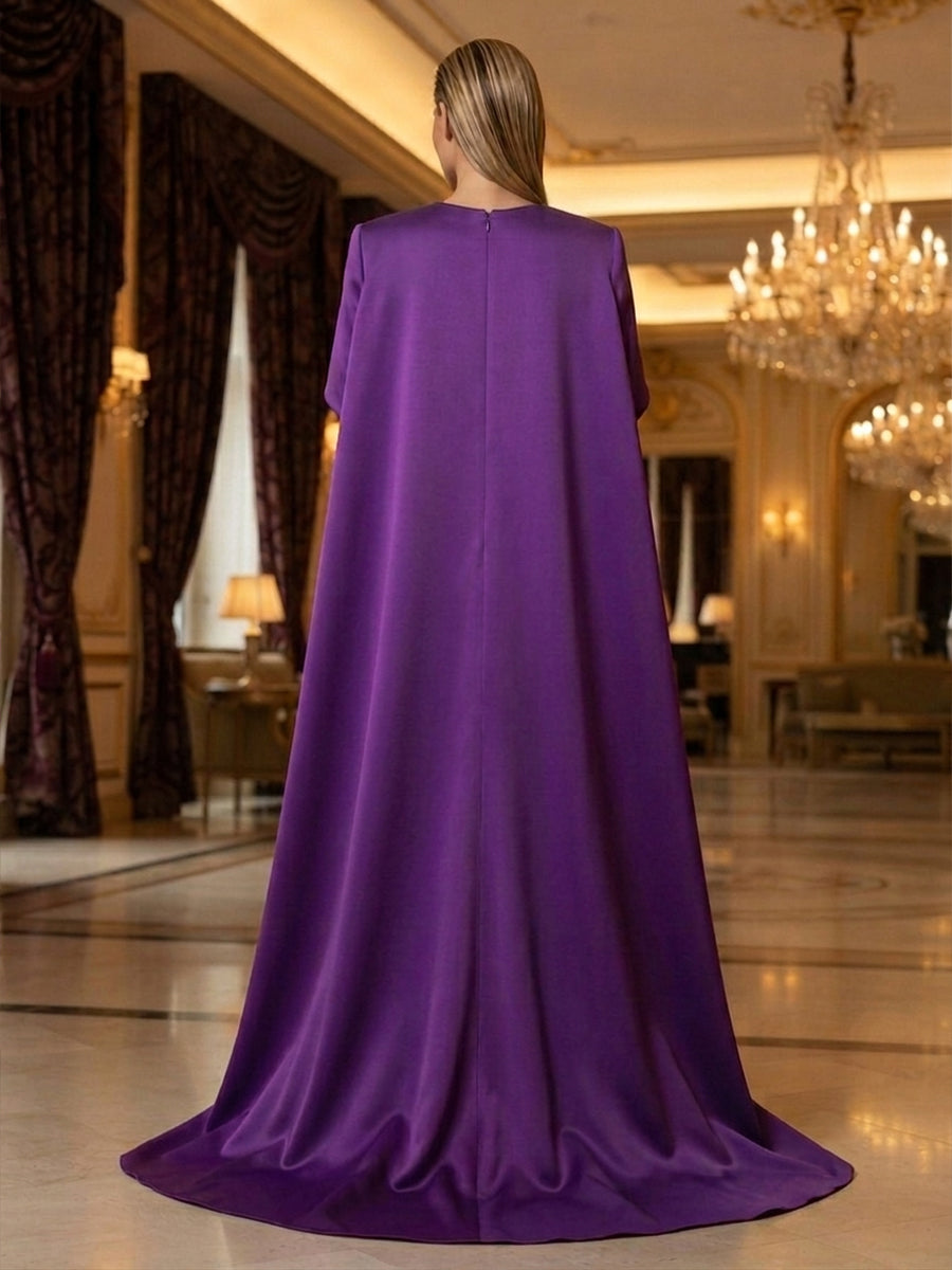 Satin Mermaid Scoop Neck 3D Flowers Ruched Evening Dresses