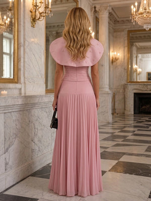 Chiffon A Line Strapless Cape Ruched Evening Dresses