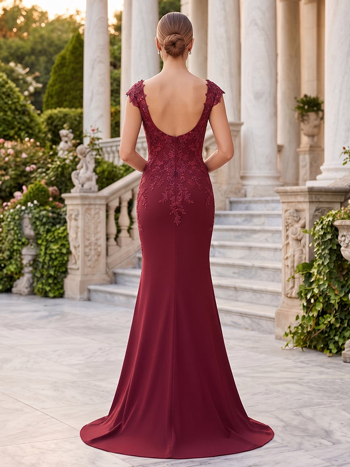 Satin Mermaid Square Neck Spaghetti Straps Evening Dresses