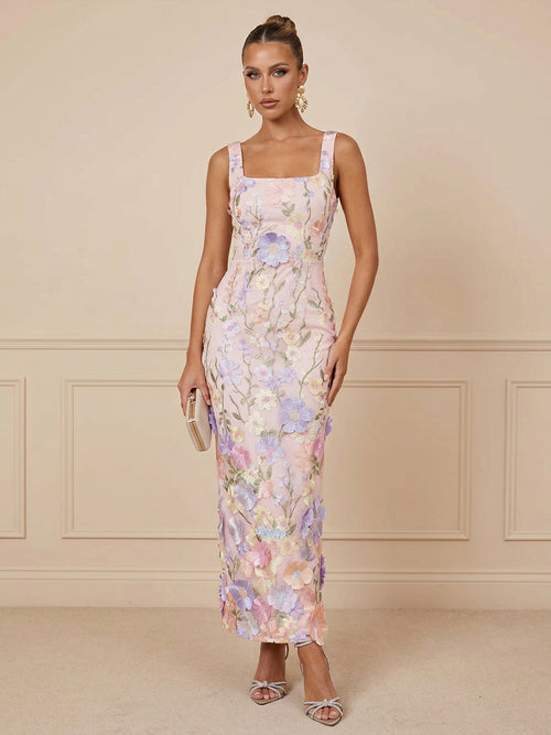 Satin Bodycon Square Neck Floor Length Cocktail Dresses