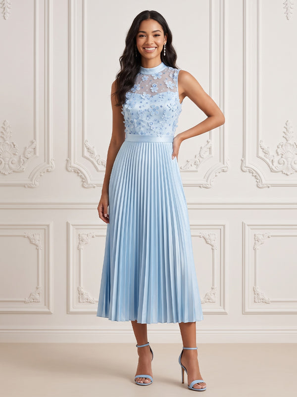 Tulle A Line Strapless Floral Appliques Cocktail Dresses