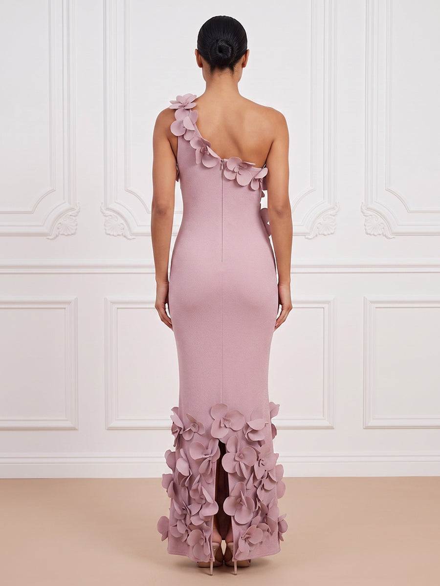 Satin Sheath One Shoulder Hi Lo with Slit Cocktail Dresses