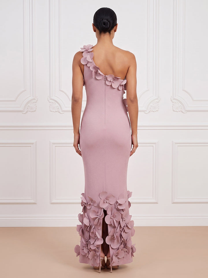 Satin Sheath One Shoulder Hi Lo with Slit Cocktail Dresses