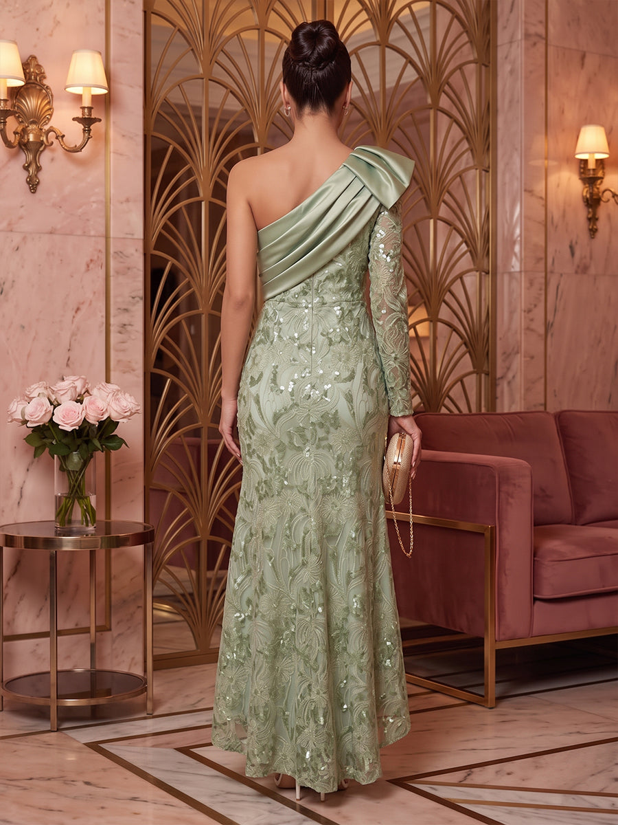 Sequin Sheath One Shoulder Tea Length High Low Cocktail Dresses