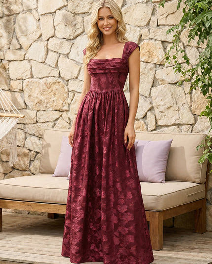 Floral Cowl Neck A Line Pleats Wedding Guest Dresses
