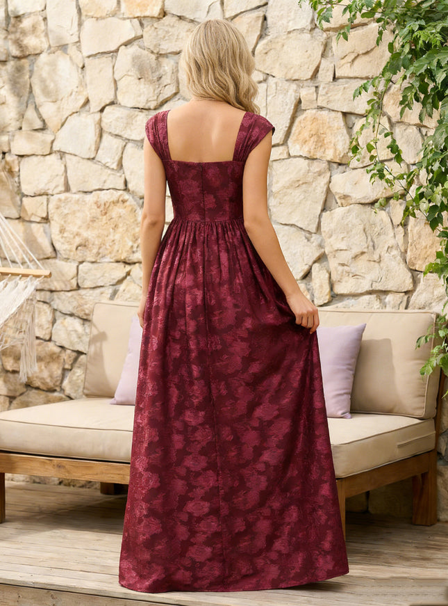 Floral Cowl Neck A Line Pleats Wedding Guest Dresses