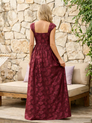 Floral Cowl Neck A Line Pleats Wedding Guest Dresses
